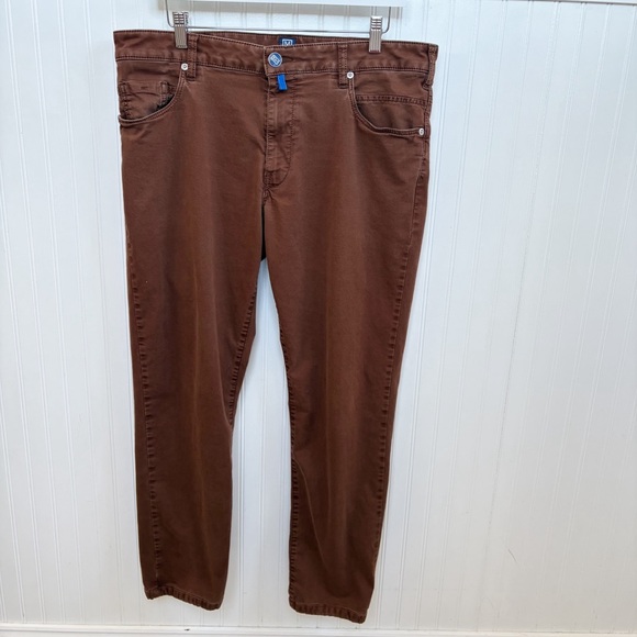 M5 by Meyer Tobacco Brown Slim Fit Chino Pants 5-Pocket Style Men’s Size 36x34